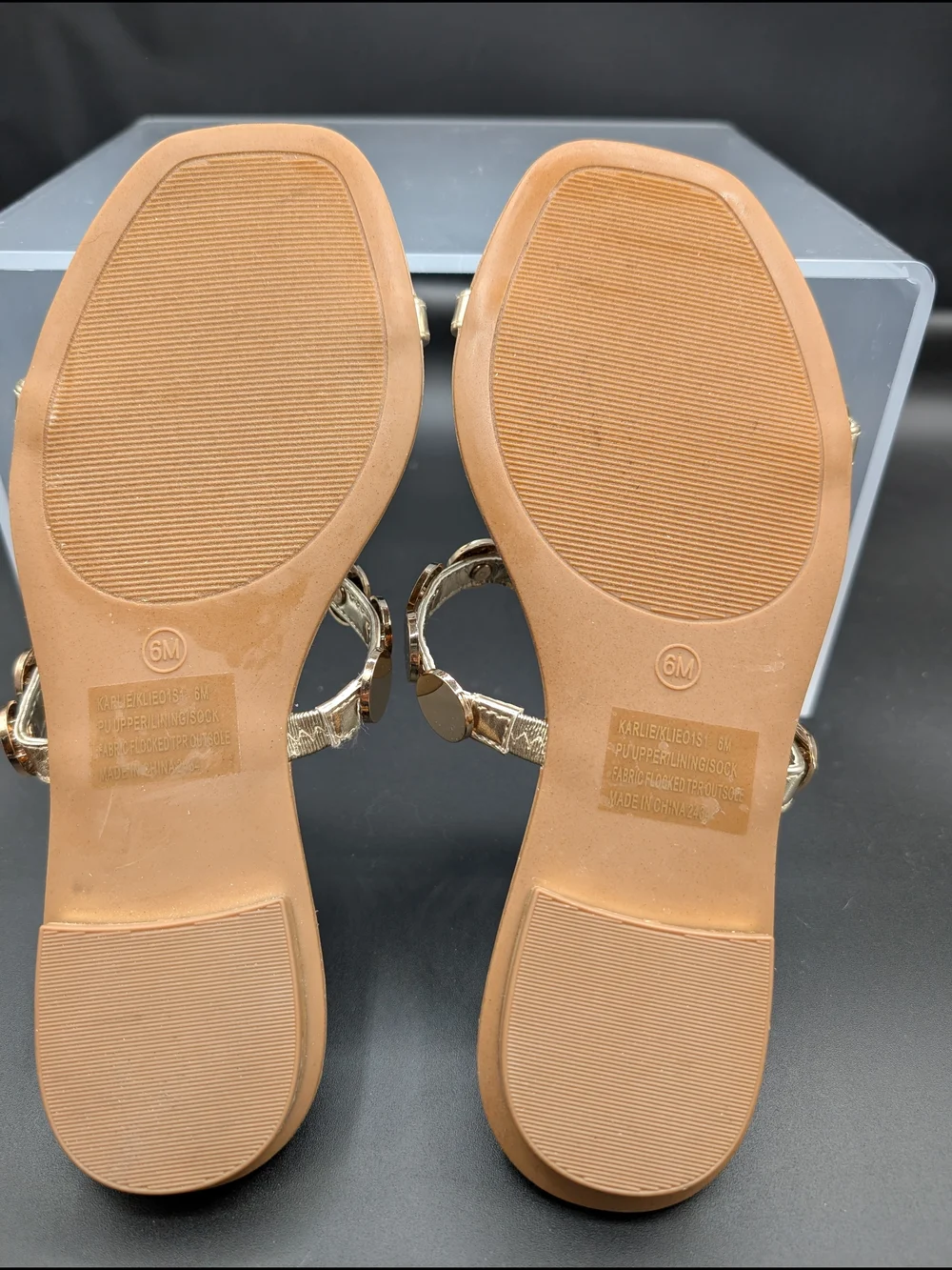 Steve Madden Women's Gold-Tone Embellished Slide Sandals - Tan NWOT